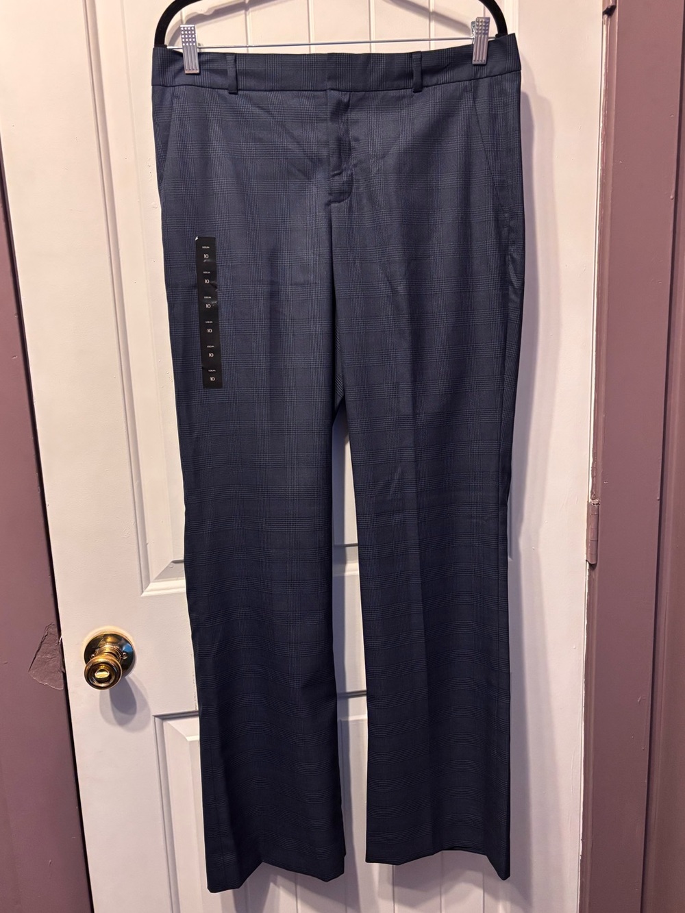 NWT! Banana Republic Navy Plaid Logan Dress Pants - Mid-Rise